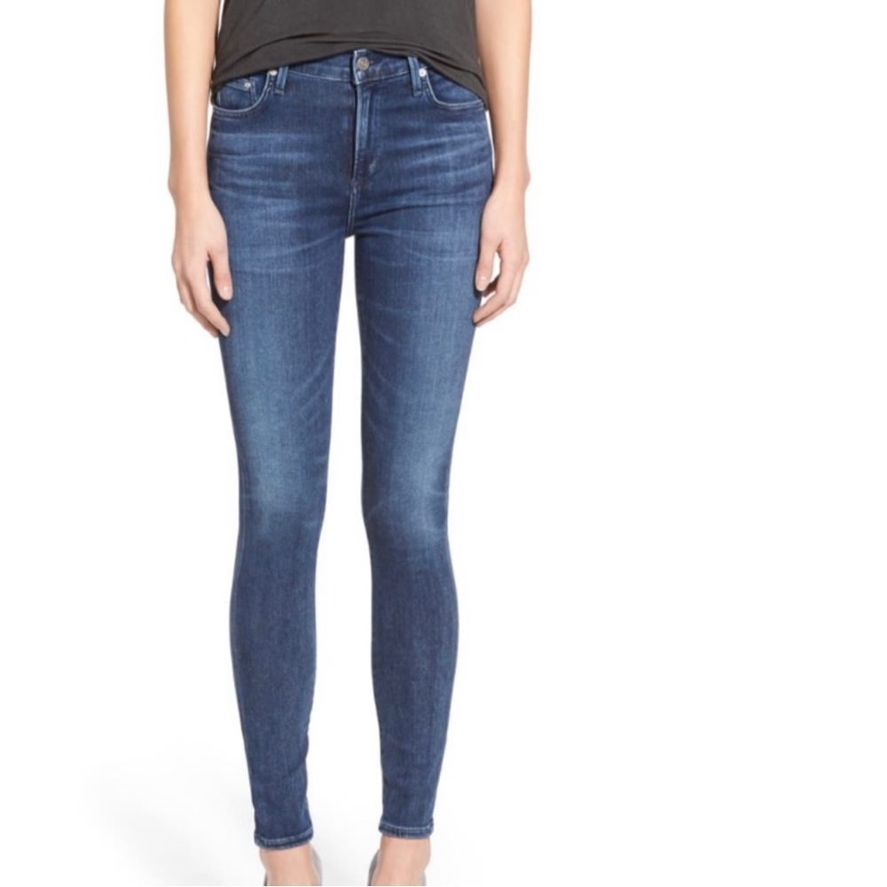 Citizens of Humanity Sharkbite Distressed Fringe Hem High Waist Skinny Jeans - Picture 3 of 12